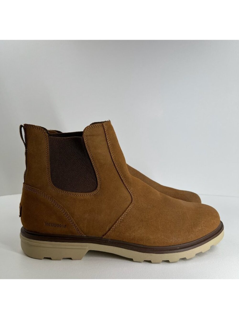 SOREL Carson Chelsea Ankle Boots Mens 13 Suede Waterproof Lace Up Pull On Brown